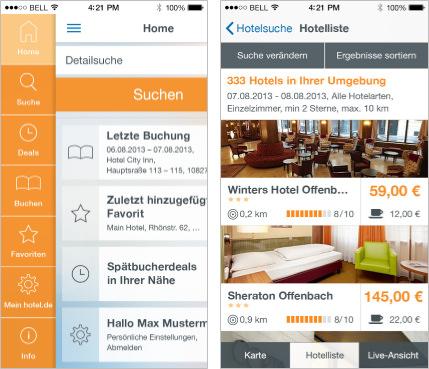 Relaunch der hotel.de-iPhone App für iOS 7 ermöglicht schnellere und übersichtlichere Hotelbuchung