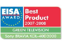 Europas umweltfreundlichstes TV 2007-2008: Energiesparender Sony BRAVIA LCD-Fernseher gewinnt EISA Award